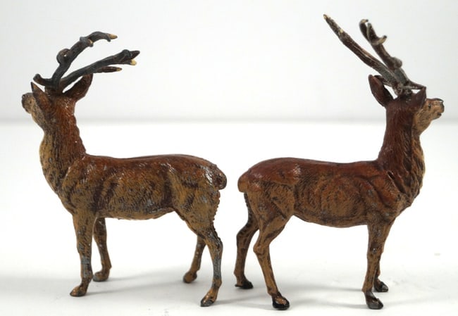 Antique German Deer Putz Cast Metal Christmas Figurine #4 - 3