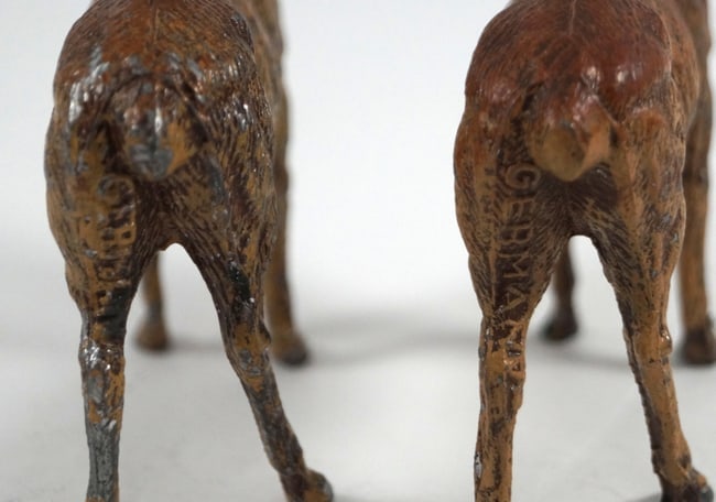 Antique German Deer Putz Cast Metal Christmas Figurine #4 - 5