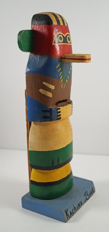 Totem Pole Doll Wooden Antique Still Bank - 2