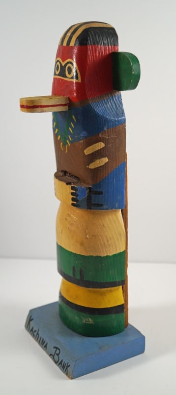 Totem Pole Doll Wooden Antique Still Bank - 3
