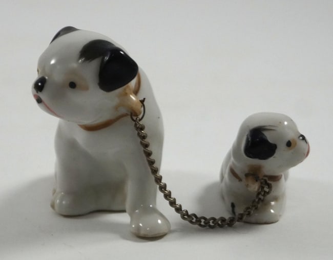 Vintage Pug Dog & Puppy Ceramic Figurines - 3