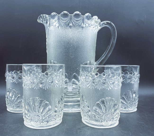 C. 1896 VICTORIAN WESTMORELAND SHELL & JEWEL WATER SET - 2