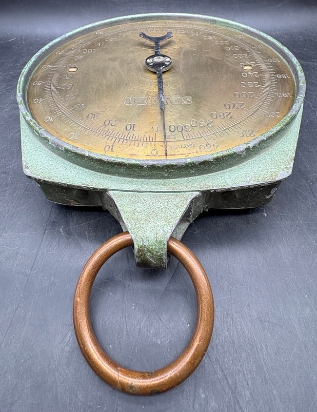Vintage Salter Brass Face Hanging Scale 300lb England - 4