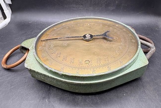 Vintage Salter Brass Face Hanging Scale 300lb England - 5