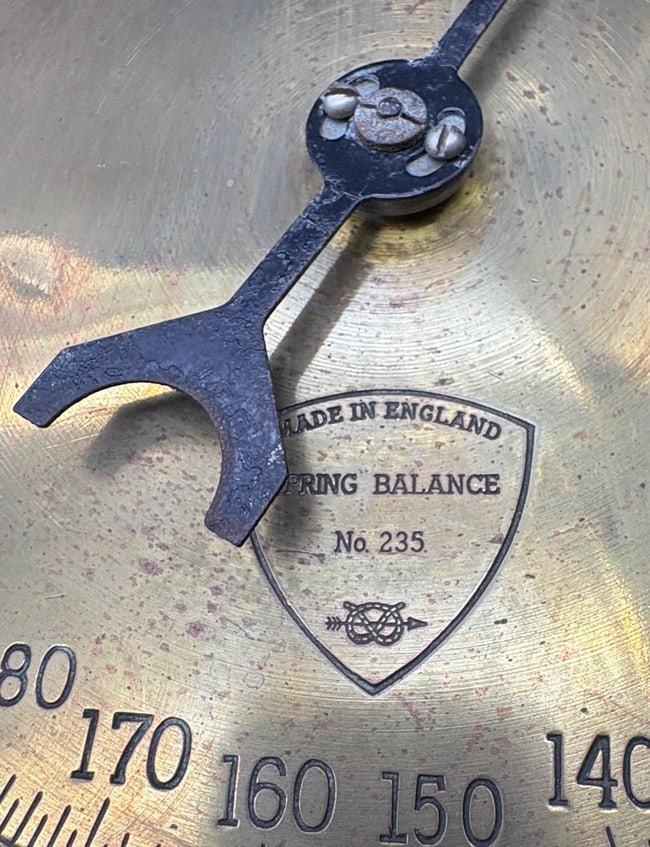 Vintage Salter Brass Face Hanging Scale 300lb England - 7