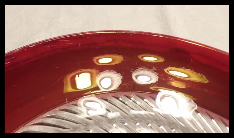 RARE Ruby Flashed Punch Bowl, Underplate, Cups, and Glass Ladle - 13
