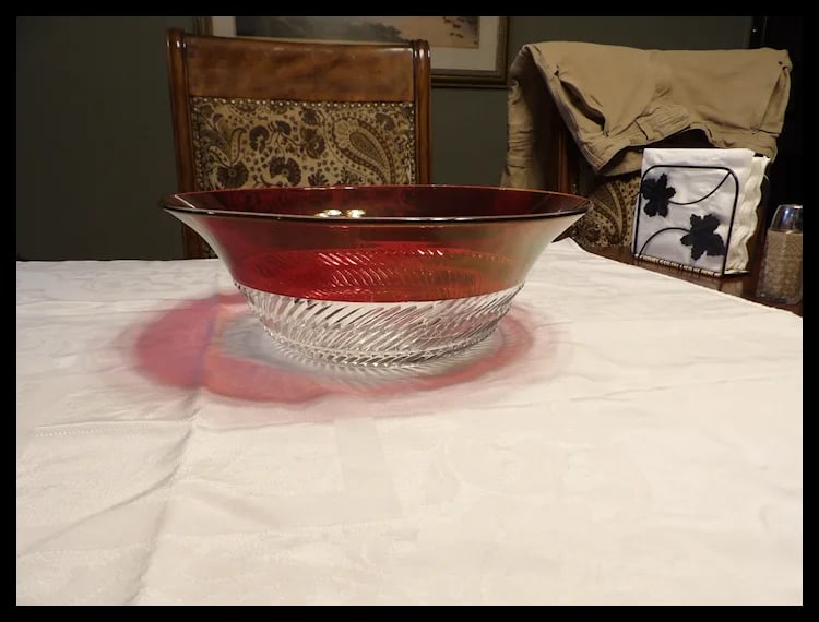 RARE Ruby Flashed Punch Bowl, Underplate, Cups, and Glass Ladle - 14
