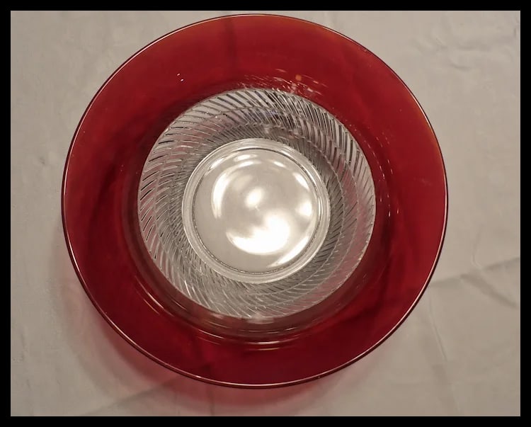RARE Ruby Flashed Punch Bowl, Underplate, Cups, and Glass Ladle - 9