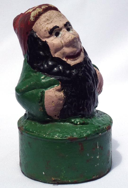 2 folky concrete garden gnomes - red and blue caps - 10