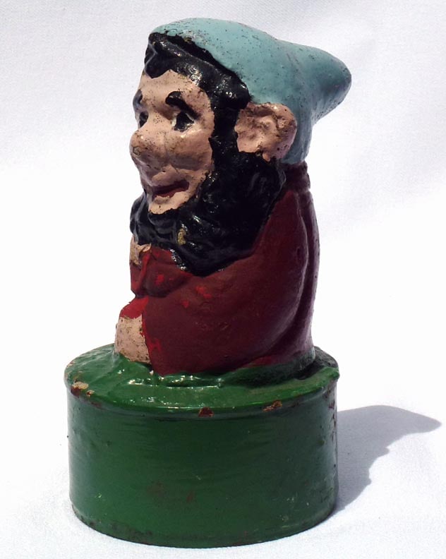 2 folky concrete garden gnomes - red and blue caps - 9