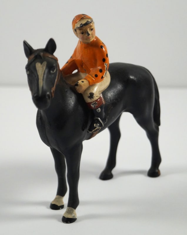 Horse & Jockey Cast Iron Hubley Toy Paperweight - 2