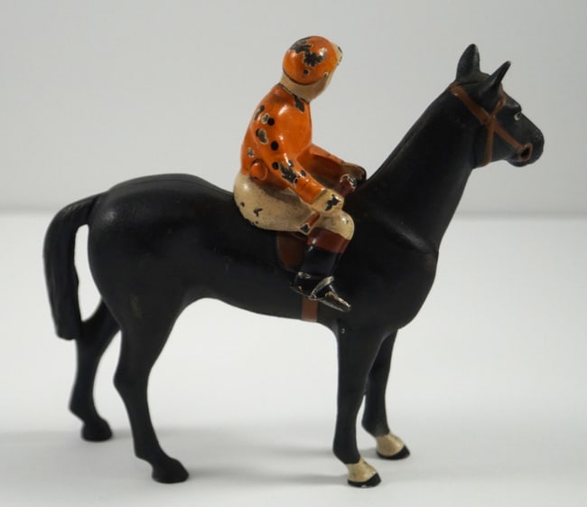 Horse & Jockey Cast Iron Hubley Toy Paperweight - 3