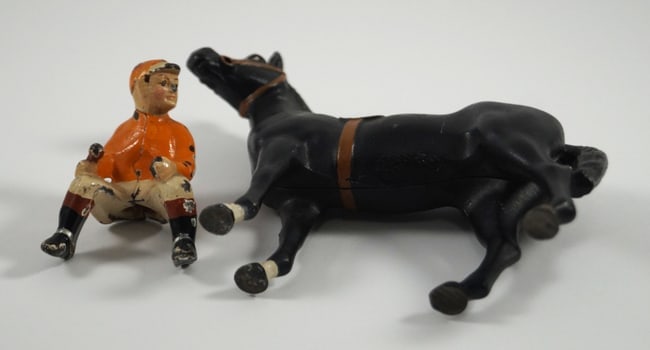 Horse & Jockey Cast Iron Hubley Toy Paperweight - 5