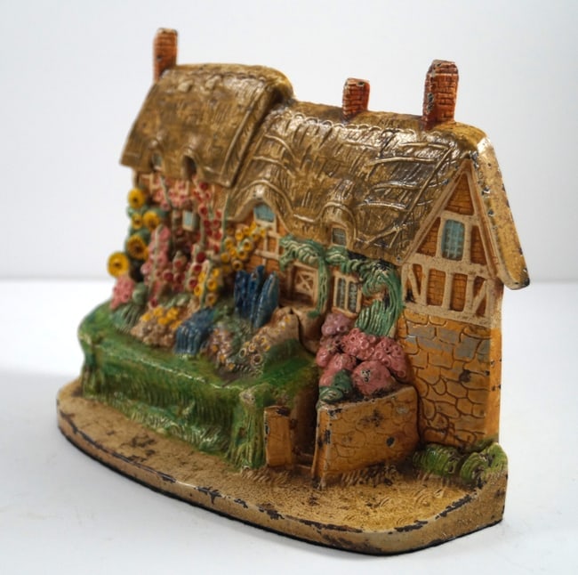 Antique Ann Hathaway Cottage Cast Iron Hubley Doorstop - 2