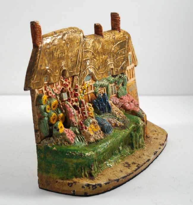 Antique Ann Hathaway Cottage Cast Iron Hubley Doorstop - 3