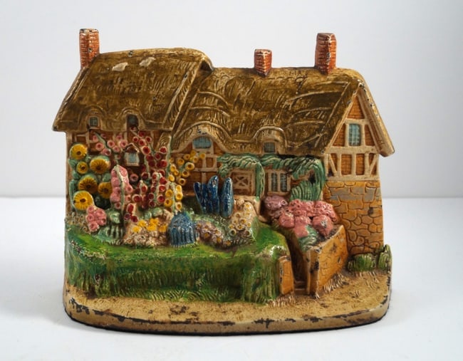 Antique Ann Hathaway Cottage Cast Iron Hubley Doorstop - 5