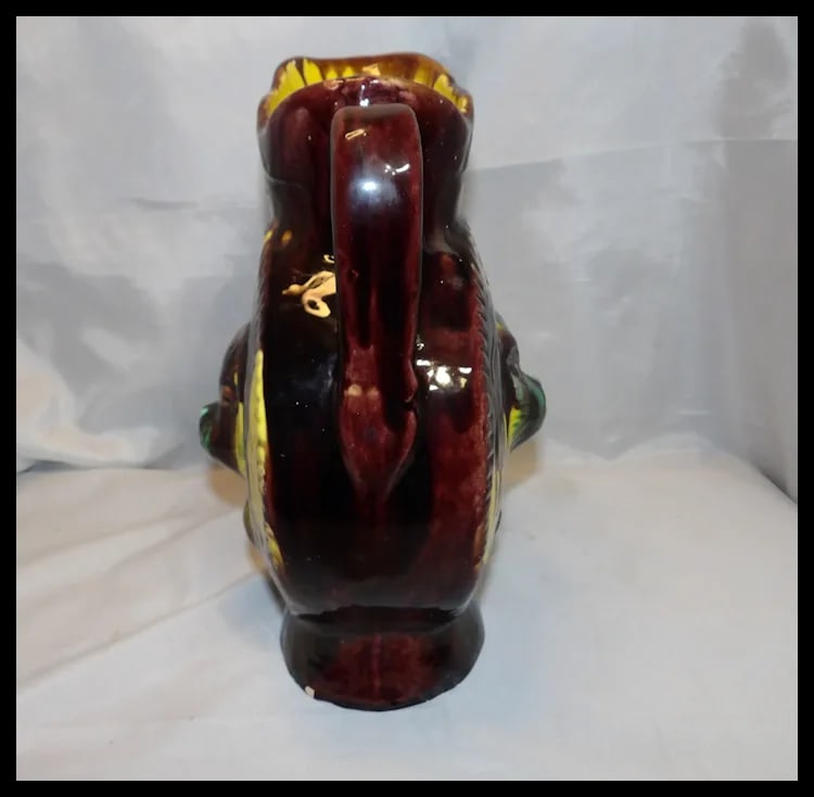 Antique Majolica Drip Ware Bear Pitcher - 4