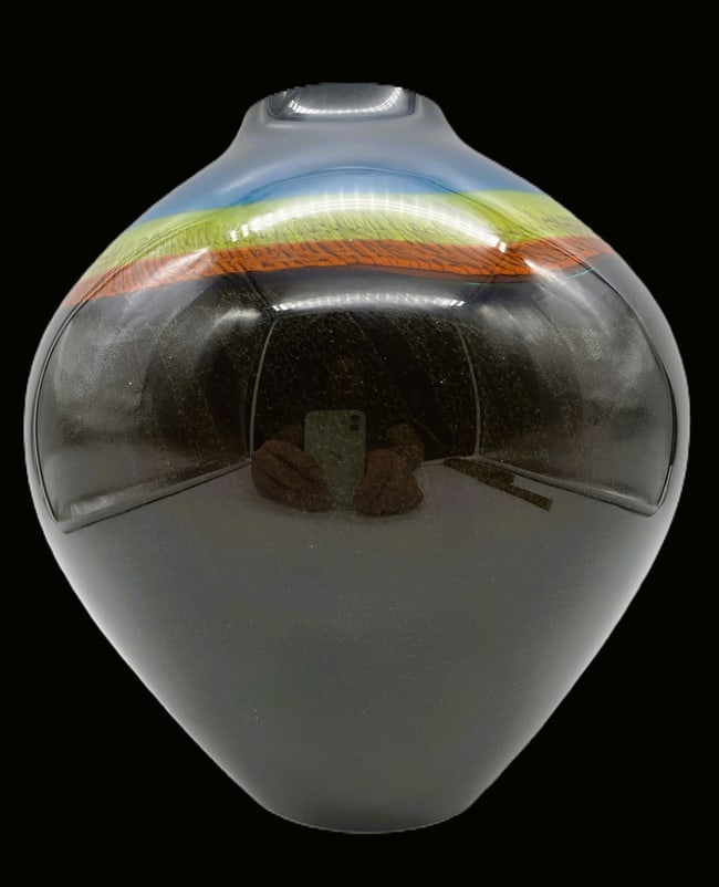 STUDIO ART GLASS VASE RONALD GUY CORRIE, SIGNED DATED 1981 - 2