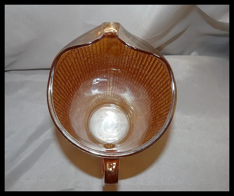 Vintage Jeannette Glass Iridescent Marigold Tree Bark Pattern Pitcher & 9 Rare (23 oz) Iced Tea - 15