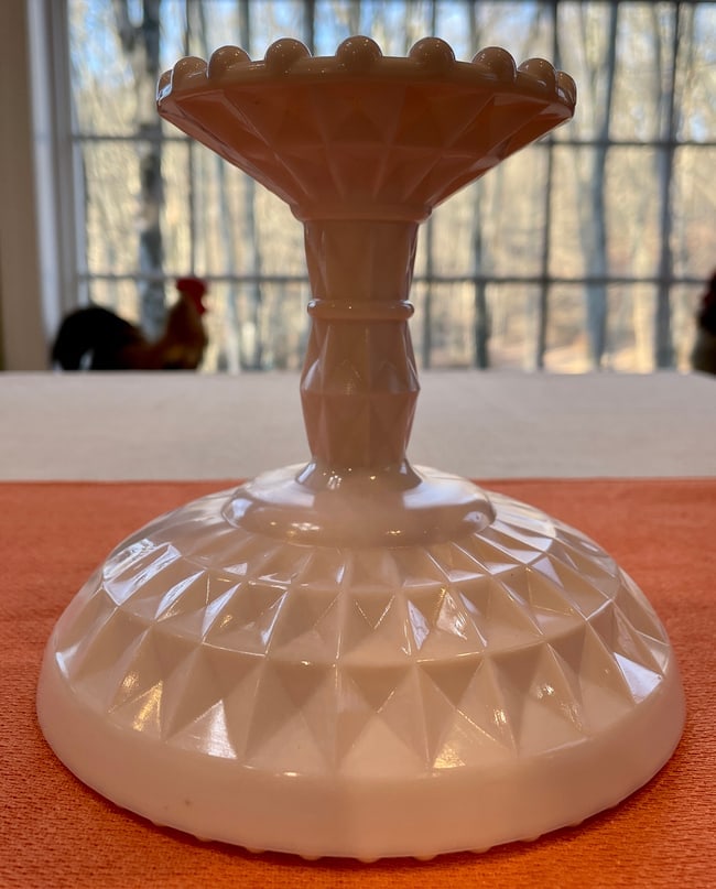 Vintage Jeanette Pink Milk Glass Pedestal Compote Candy Dish - 5