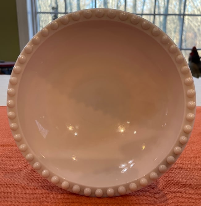 Vintage Jeanette Pink Milk Glass Pedestal Compote Candy Dish - 6