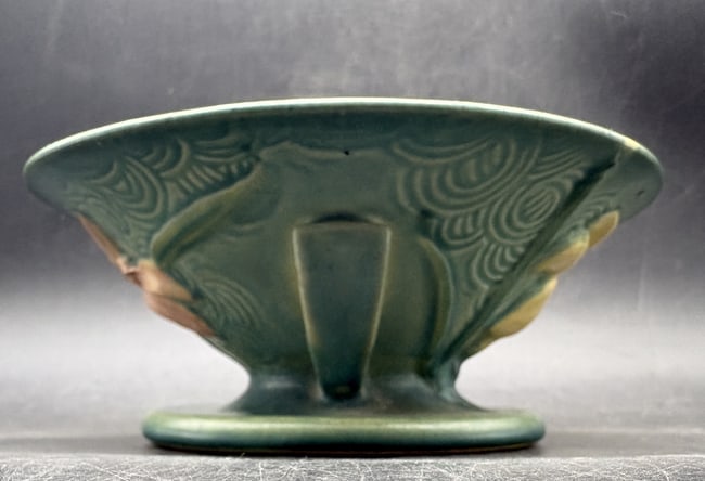 1946 Roseville Pottery Zephyr Lily 473-6 Bowl Planter Blue Cream 6.5" USA - 3