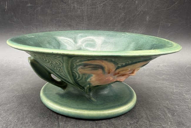 1946 Roseville Pottery Zephyr Lily 473-6 Bowl Planter Blue Cream 6.5" USA - 8