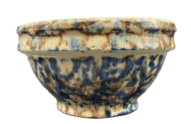 Spongeware Spatterware Mixing Bowl 6" Red Wing Stoneware Bowl - 2