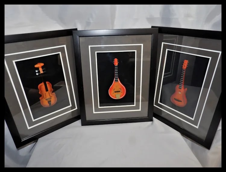 Framed 3D Miniature Musical Instruments - 2