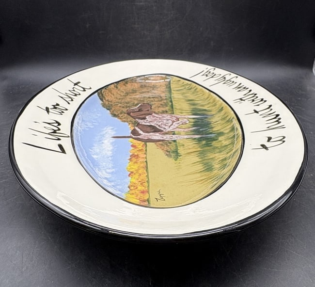 Zeppa Studios Large Hand Painted Platter Life's is too short to hunt with an ugly dog - 7