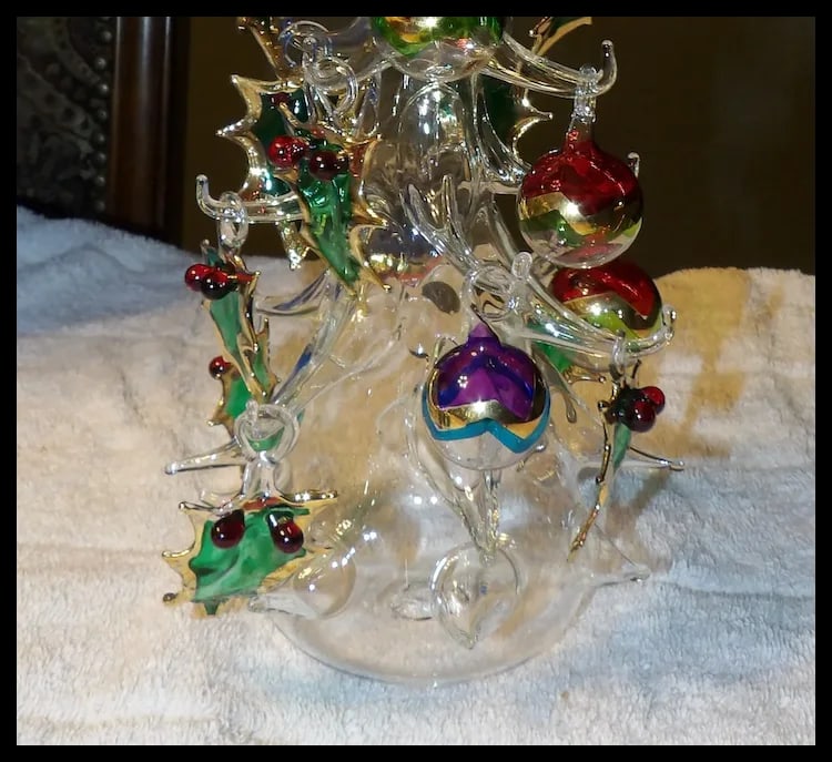 Soffieria Parise Vetro Italy Hand Blown Glass Christmas Tree 13" w/ 16 Ornaments - 10
