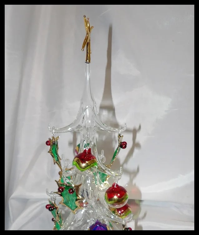 Soffieria Parise Vetro Italy Hand Blown Glass Christmas Tree 13" w/ 16 Ornaments - 6