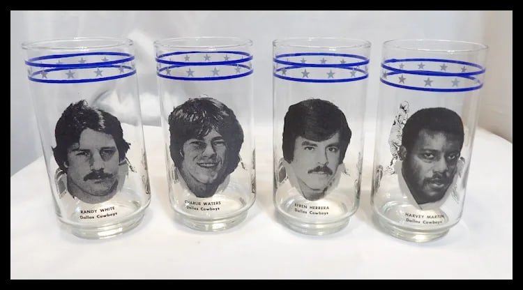 Vintage Dallas Cowboys Burger King Dr Pepper 1977 Collectible Libbey Glasses - 2