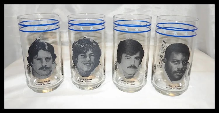 Vintage Dallas Cowboys Burger King Dr Pepper 1977 Collectible Libbey Glasses - 3
