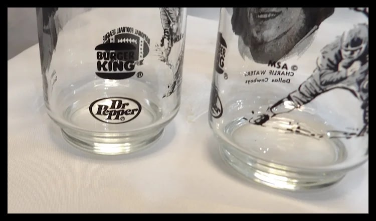 Vintage Dallas Cowboys Burger King Dr Pepper 1977 Collectible Libbey Glasses - 9