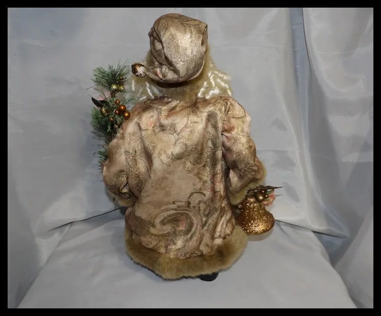Vintage 17" Santa with Bell and Tree Decoration - 4