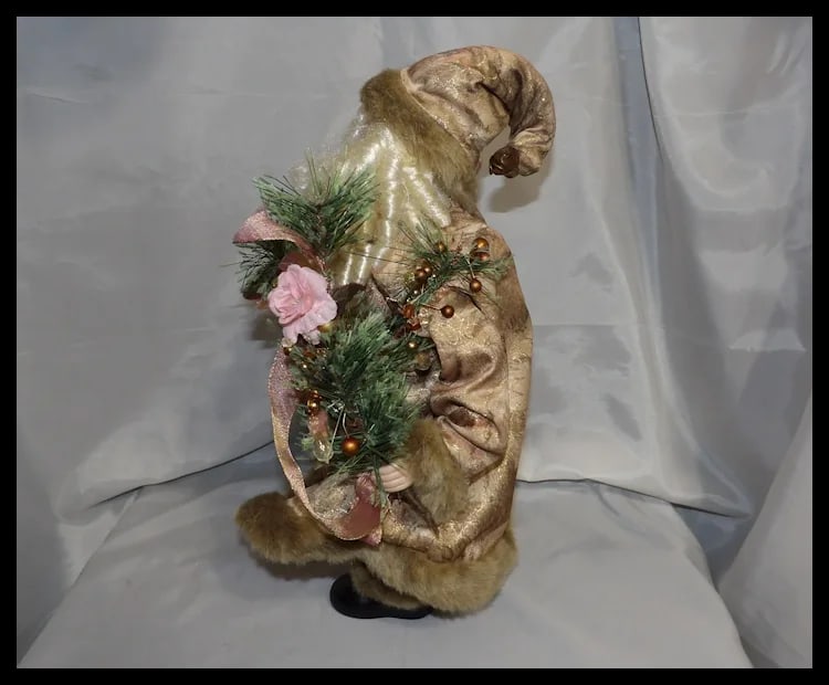 Vintage 17" Santa with Bell and Tree Decoration - 5