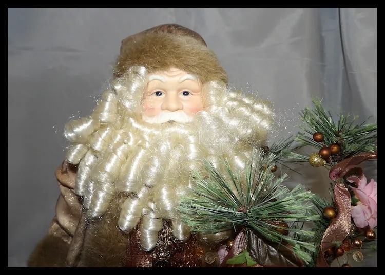 Vintage 17" Santa with Bell and Tree Decoration - 6