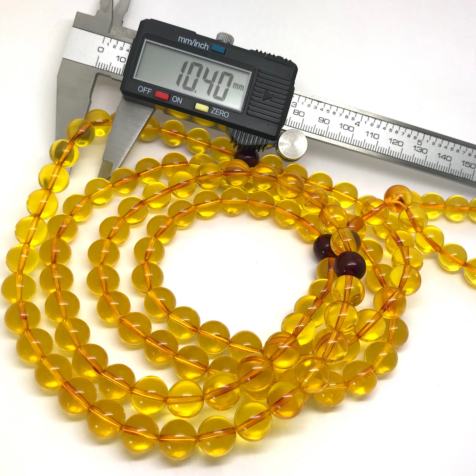 Remarkable Amber Mala made from Round Amber beads - 5