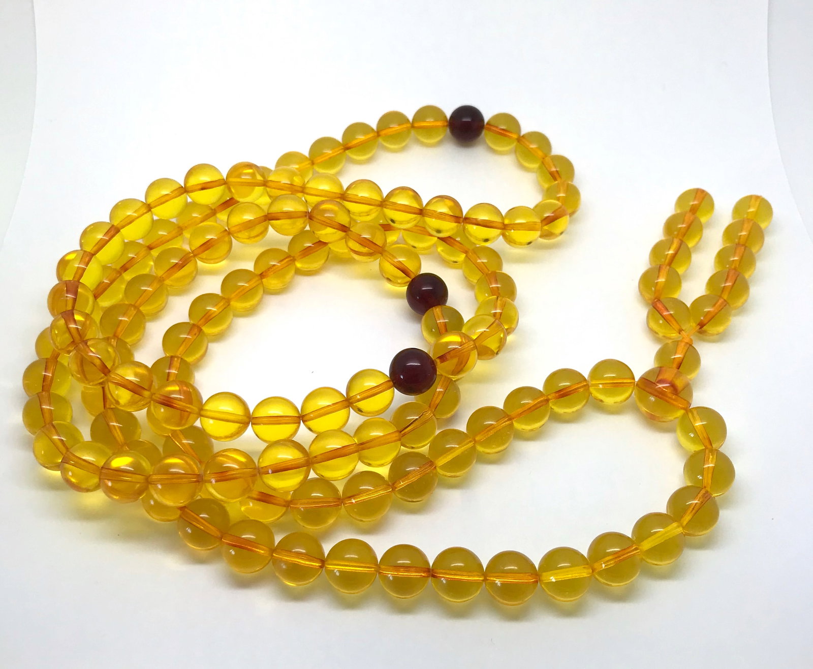Remarkable Amber Mala made from Round Amber beads - 8