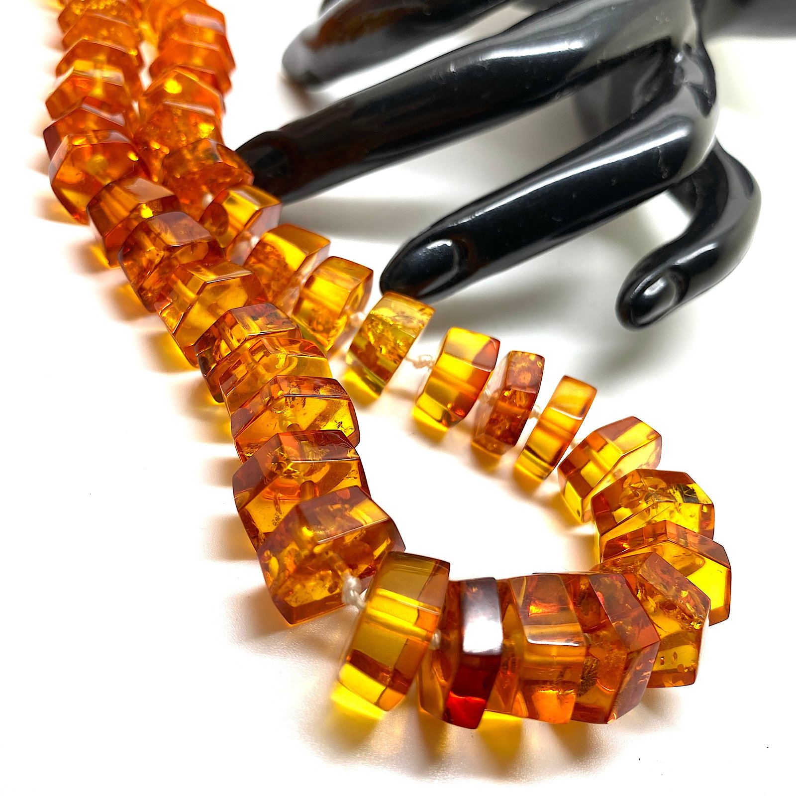Staggering Vintage Amber Necklace made from Hand Carved Amber beads - 7