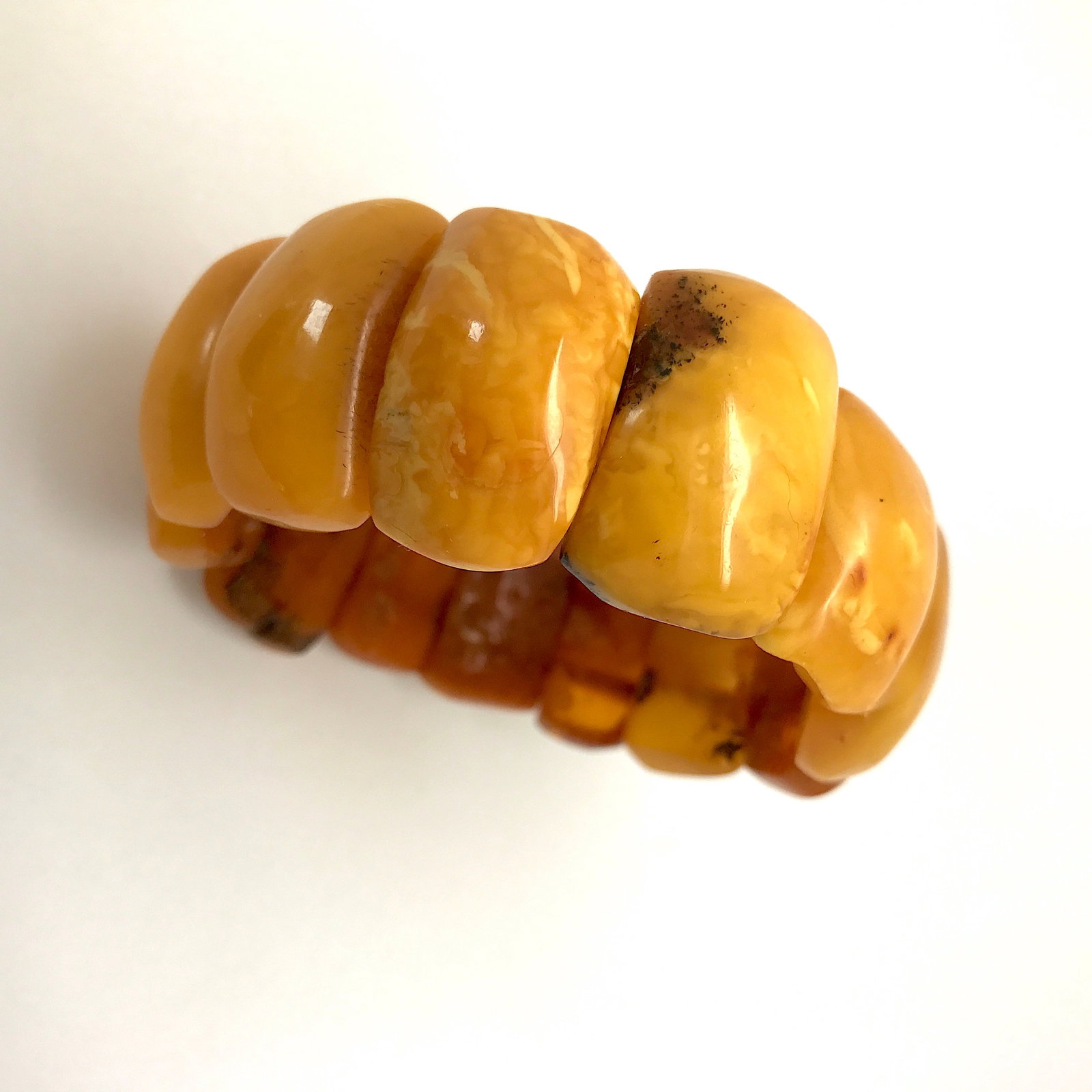 Impressive Unique Vintage Amber Bracelet made from Natural shaped Amber beads - 5