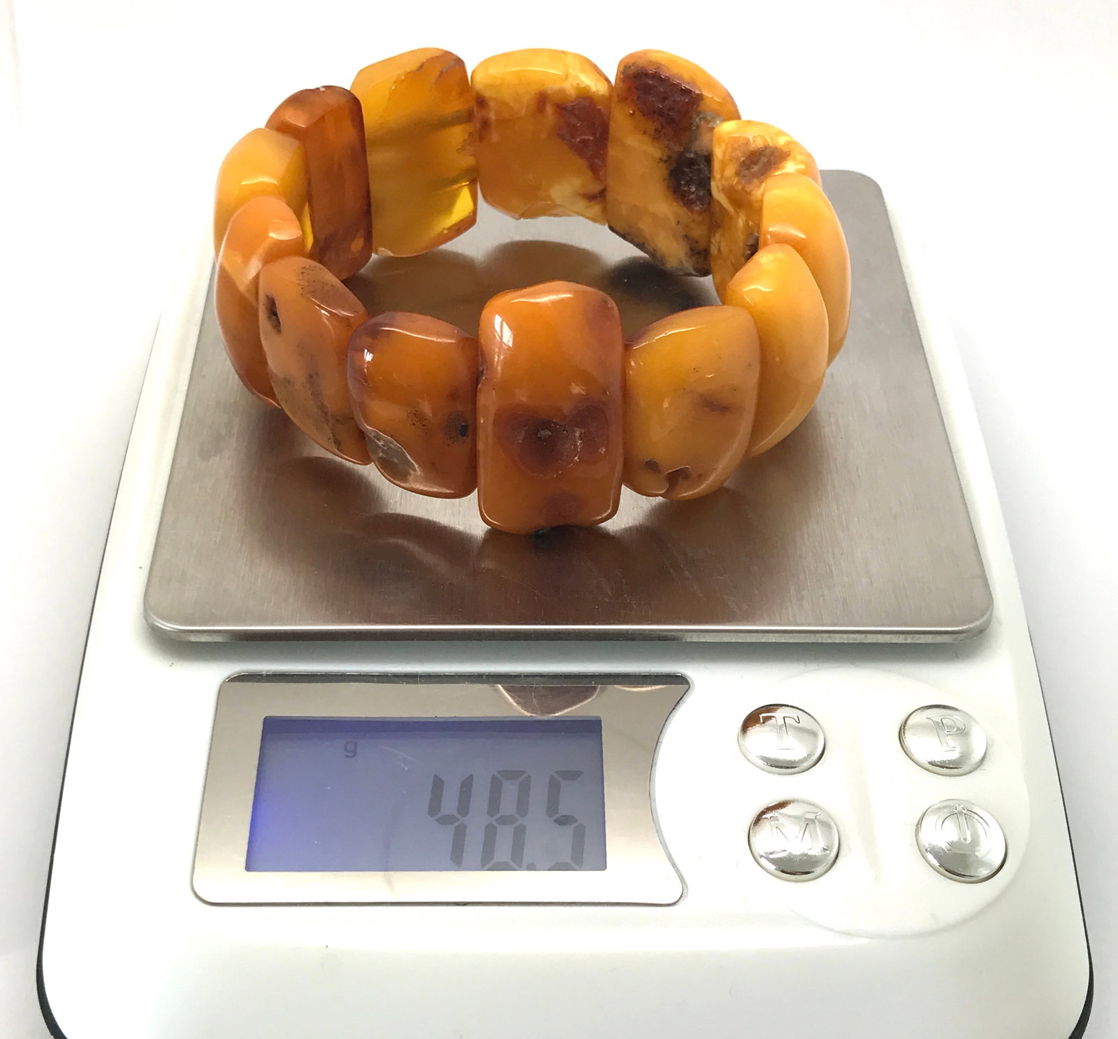 Impressive Unique Vintage Amber Bracelet made from Natural shaped Amber beads - 7