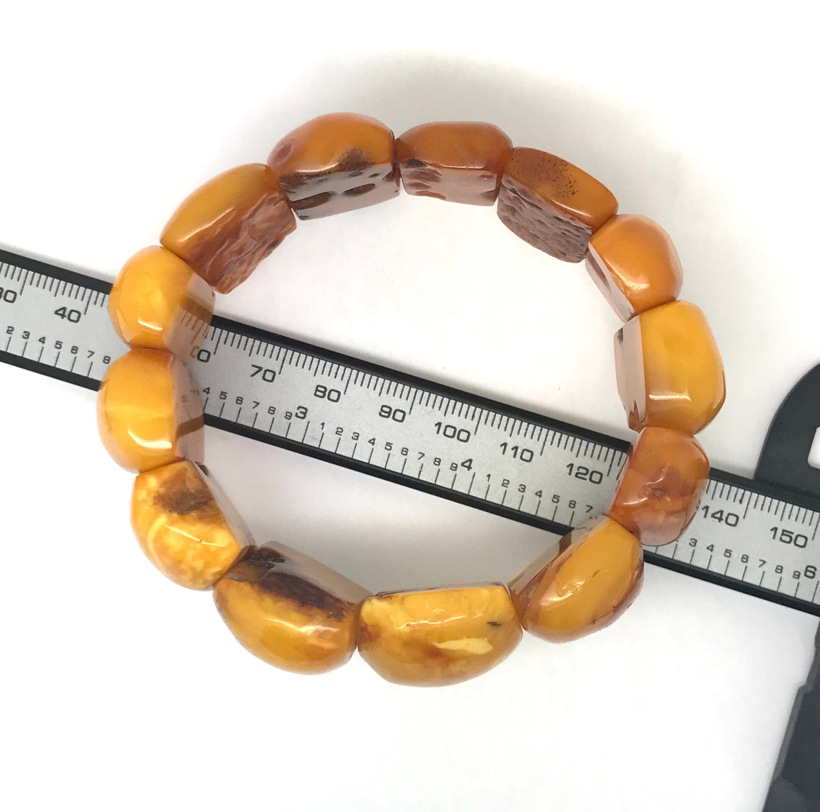 Impressive Unique Vintage Amber Bracelet made from Natural shaped Amber beads - 9