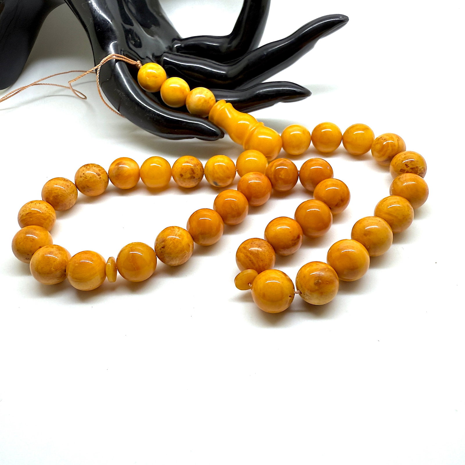 Outstanding Amber Tesbih made from Round Amber beads - 9