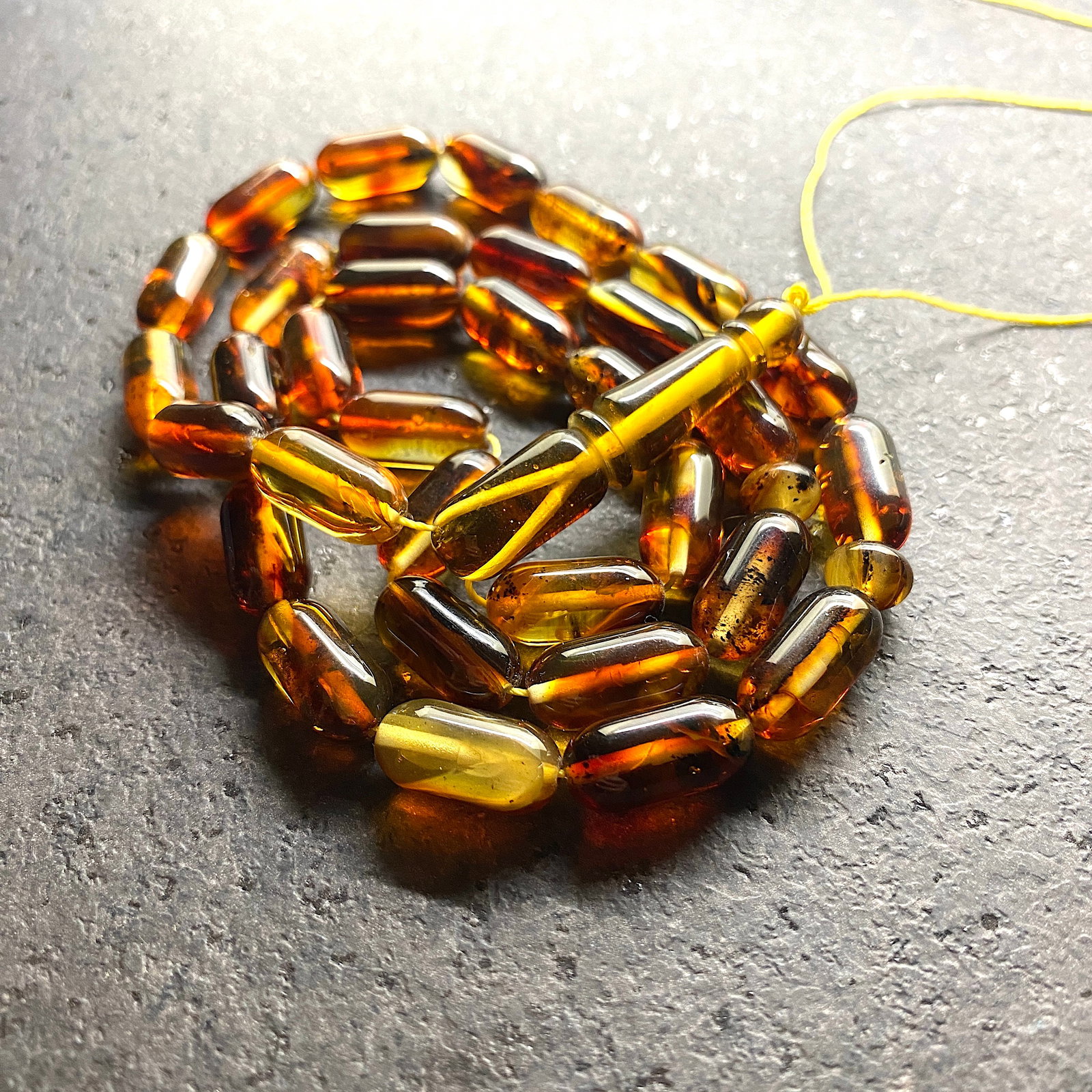 Amber Tesbih made from Barrel tablet shaped Amber beads - 4