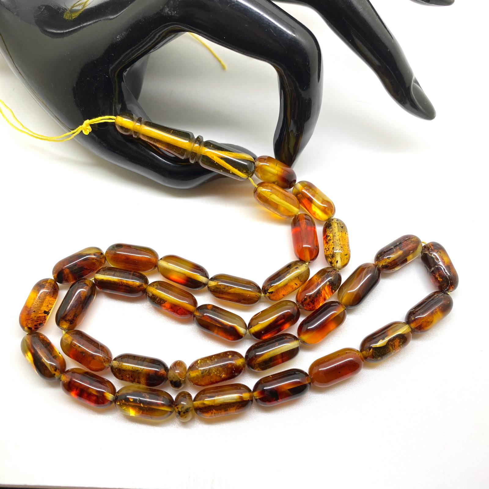 Amber Tesbih made from Barrel tablet shaped Amber beads - 5