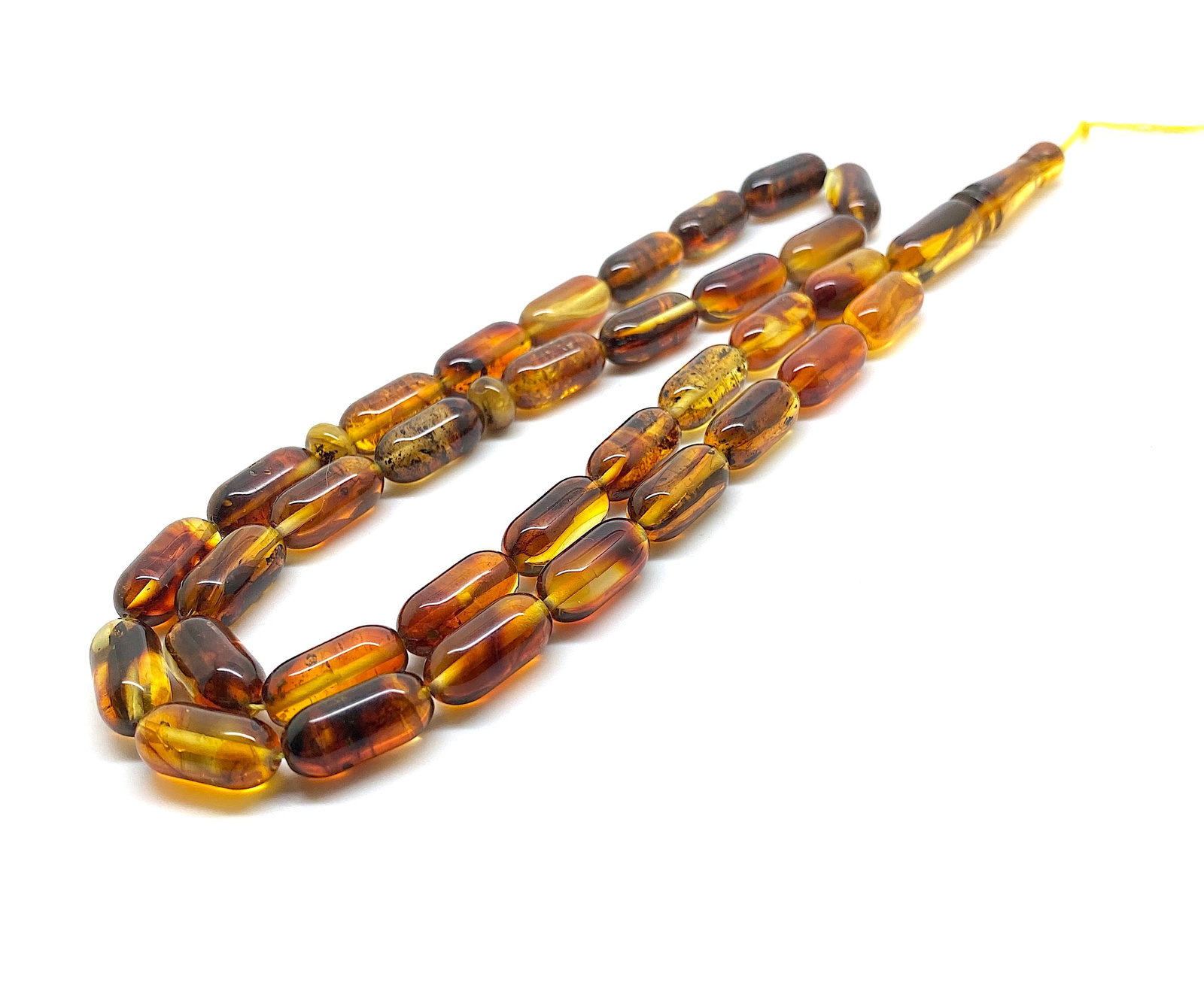 Amber Tesbih made from Barrel tablet shaped Amber beads - 8