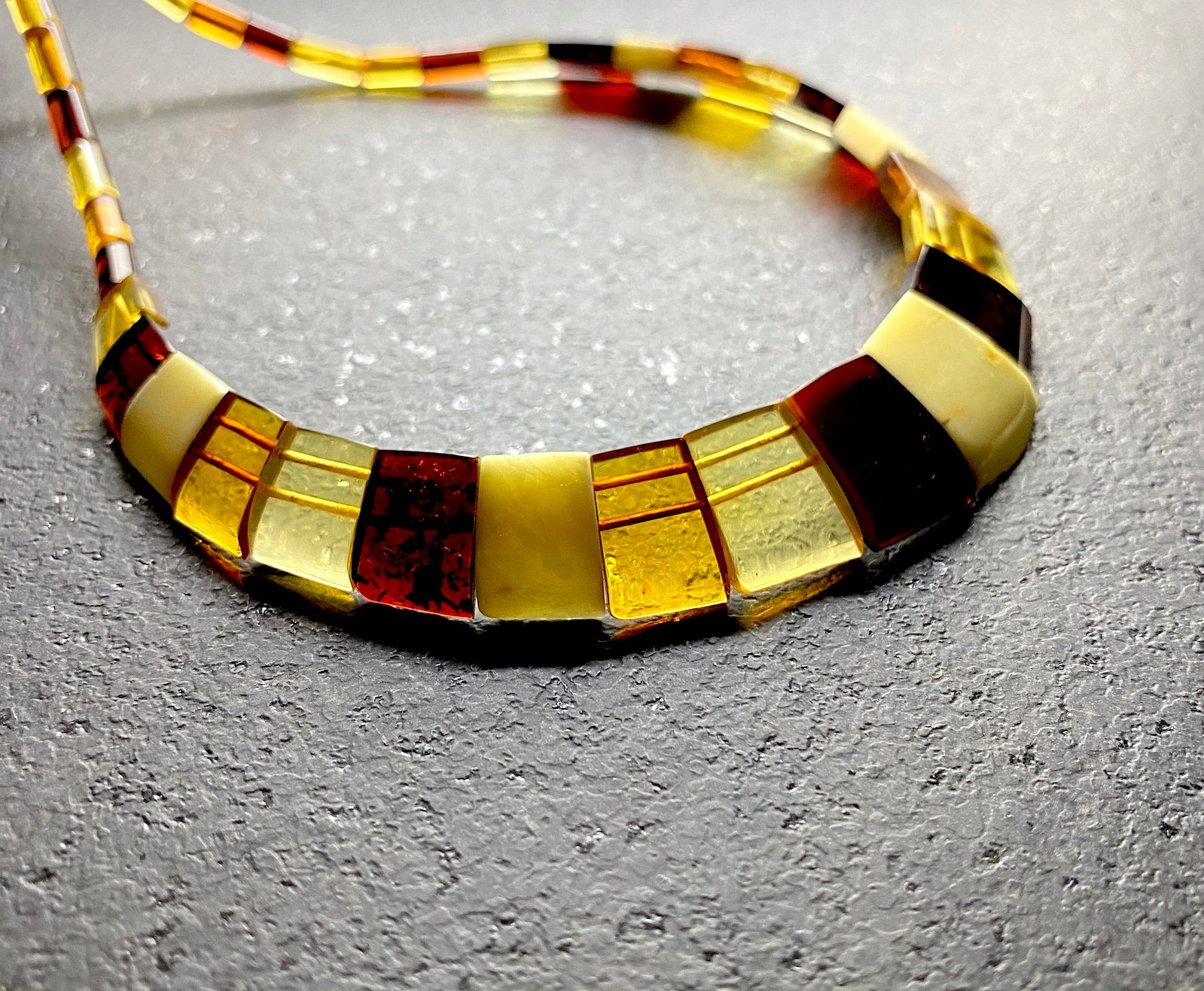 Amazing Amber Floral Necklace made from leaf like bead ornaments - 5