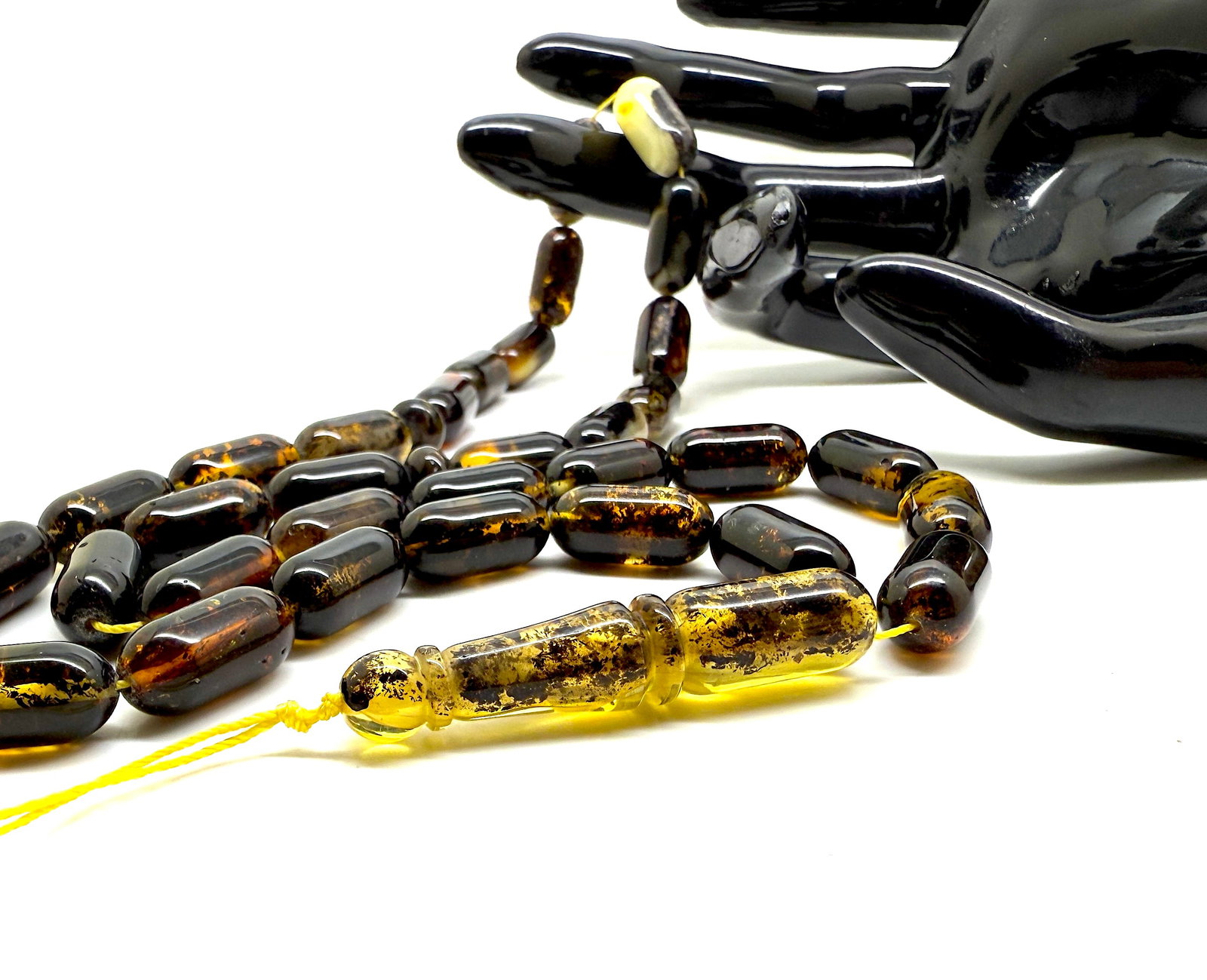 Impressive Amber Tesbih made from Capsule shaped Amber beads - 4